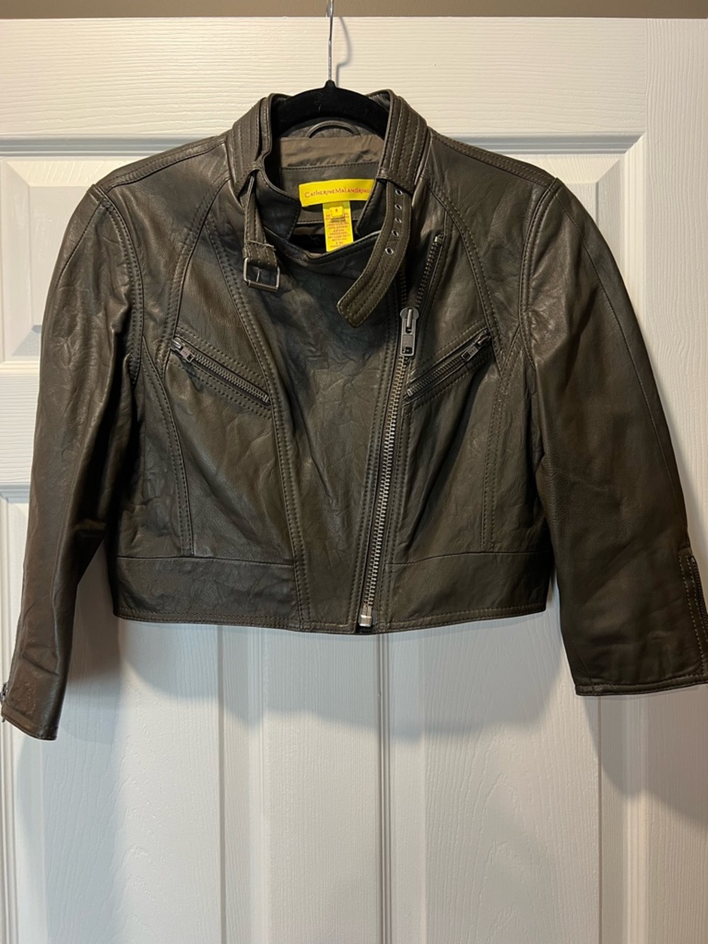Catherine Malandrino Leather Cropped Bolero Jacket